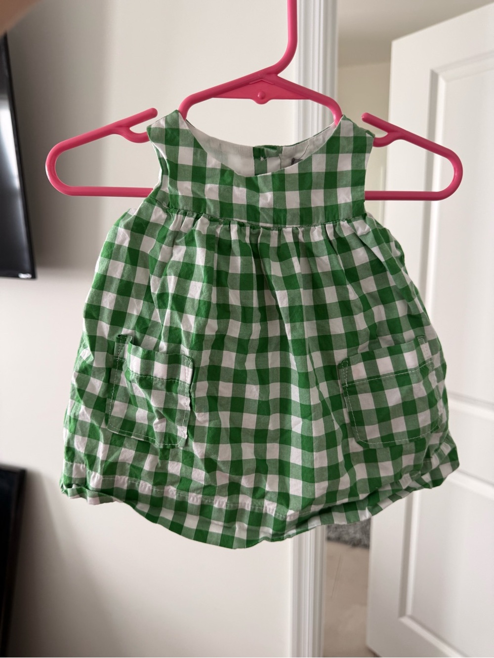 GAP Green and White Gingham Toddler Dress